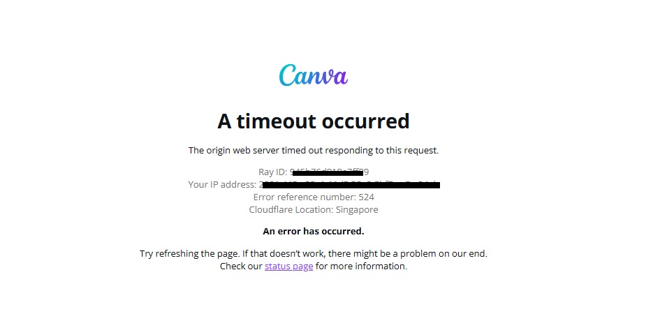 Layanan Canva Down